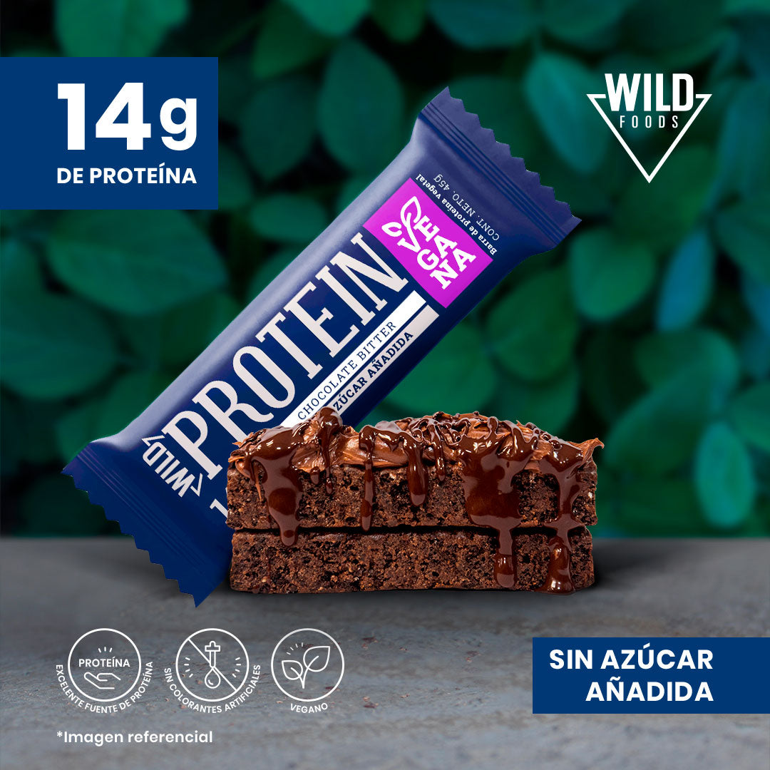 Wild Protein Vegana Chocolate Bitter 15 Unidades (3 Cajas)