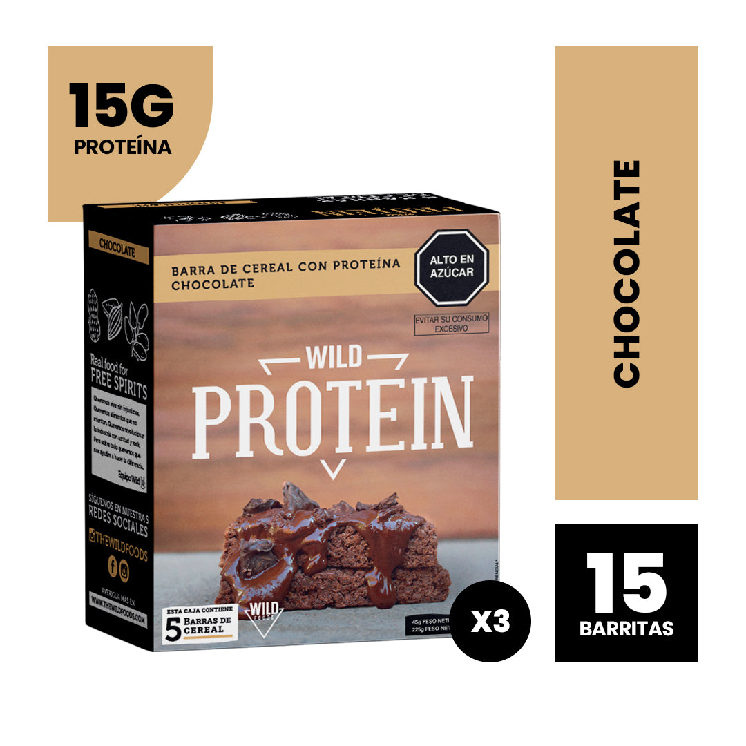 Wild Protein Chocolate 15 Unidades (3 Cajas)